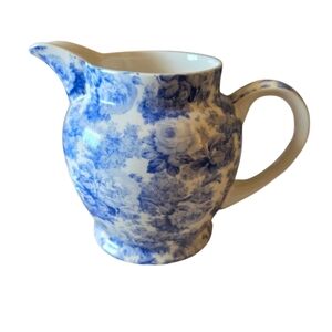 Arthur Wood Blue Floral Rose Ceramic  Pitcher Vase  Made In England Cottagecore